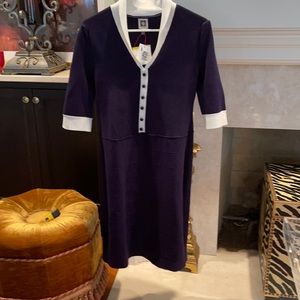 NWT Anne Klein lightweight sweater navy dress med
